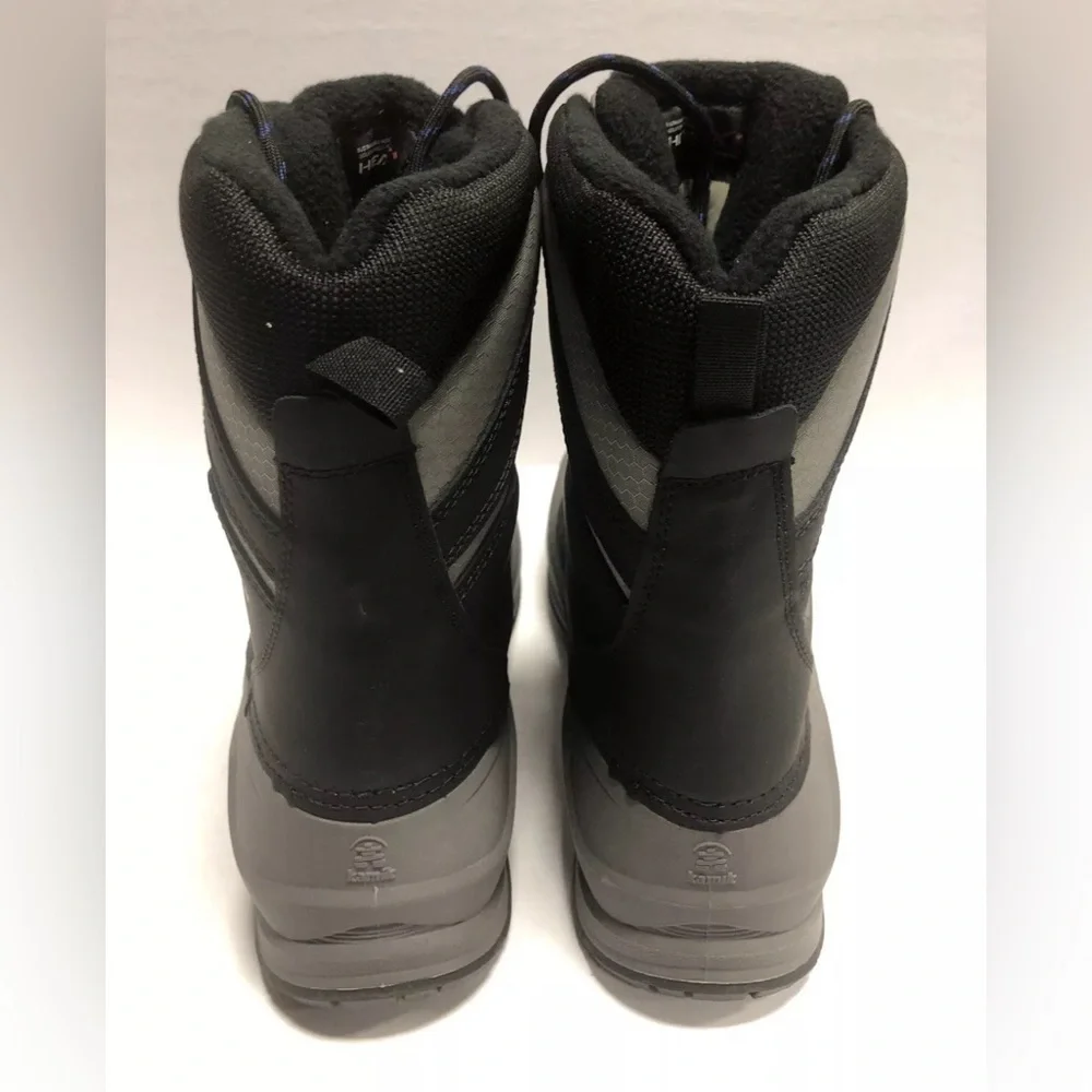 Kamik Men’s Iceland, Black/Gray Waterproof Winter Boots, Size 10D